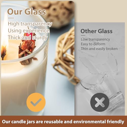 10 oz Clear Glass Candle Jars with Wood Lids, 15 Pc Set