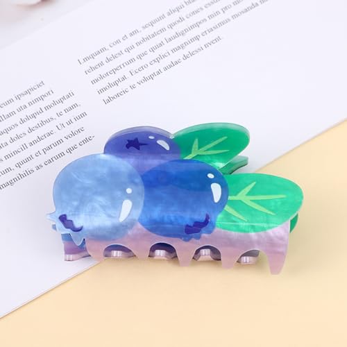 Blueberry Shape Hair Claw Clip Dopamine Fruit Non-Slip Hair Accessories 3.2" X 2" for Thin Hair Women Girls, Blue Berry