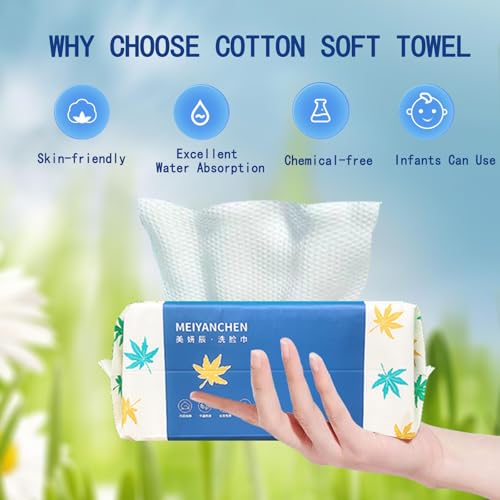 Disposable Face Towel 140 Count, Extra Thick Soft Cotton Facial Dry Wipes, Face Towelettes Disposable Multi-Purpose for Skin Care, Makeup Remover, Face Wipes and Facial Cleansing