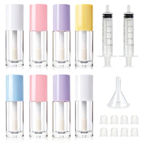 8 Pack 6ml Empty Lip Gloss Tubes with Wand & Rubber Insert