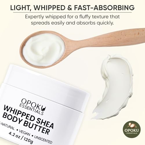Whipped Shea Body Butter for Dry Skin & Sensitive Skin ? 4oz Unscented with Ghanaian Shea Butter ? 100% Natural, Vegan Moisturizing Cream
