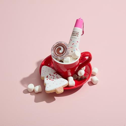 TONYMOLY Frosted Sugar Cookie Lip Gloss Key Chain ? Hydrating Non-Sticky Gloss with Soft Apricot Tint & Golden Shimmer, Limited Edition Holiday Korean Lip Balm
