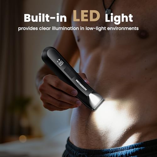 Manscape 3-In1 Body & Pubic Hair Trimmer for Men, IPX7 Waterproof Ball & Groin Shaver with LED Light, Electric Razor with Travel Pouch & USB Rechargeable, Christmas Gifts for Men