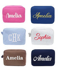Personalized Embroidered Waffle Cosmetic Bag - Custom Makeup Pouch