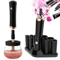 Senbowe Black Electric Makeup Brush Cleaner & Dryer Machine - Fast Deep Cleaning & Drying, Fits All Sizes with 8 Rubber Collars