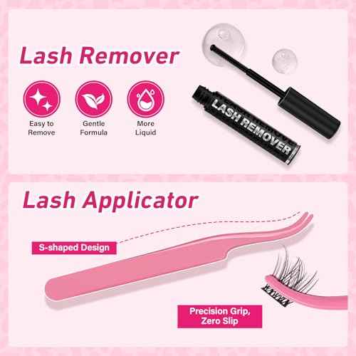 PROLASHBEAUTY Manga Lash Clusters Kit Anime Lash Clusters Volume Fairy Ultra-Thin Band Spike Lashes with Lash Bond and Seal Applictor Remover (Anime,10-18mix)