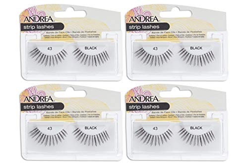 Andrea Style 43 Strip Lashes - Black False Eyelashes, 4 Pairs
