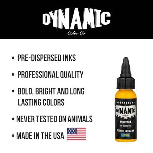 Dynamic Color Co - Platinum Collection Mustard Yellow Tattoo Ink, Reach Compliant Premium Tattoo Ink, Safe for European Regulations, Made in Spain, (1 oz Bottle)