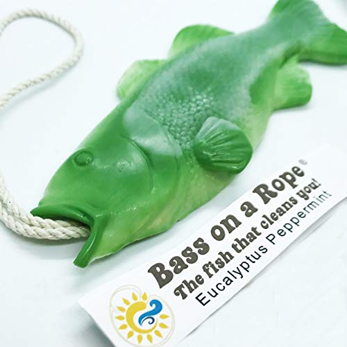Bass Soap on a Rope, Funny Stocking Stuffers, White Elephant Gifts, Gifts for Grandkids, Handmade Soap (Pack of 3)