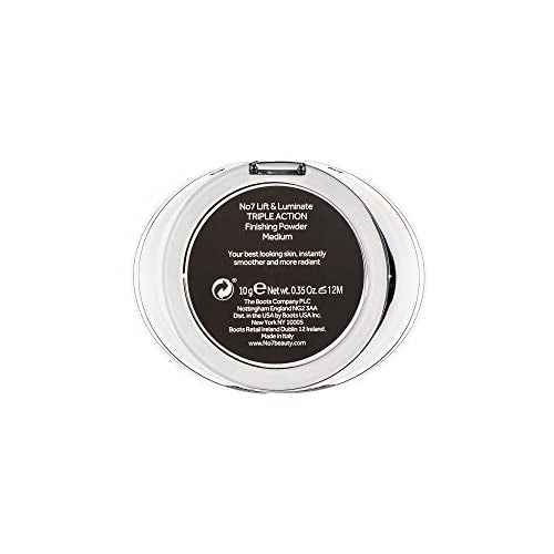 No7 Lift & Luminate Triple Action Powder - Medium - Pressed Makeup Setting Powder for Face - Compact Setting Powder Reduces the Appearance of Fine Lines & Enhances Glow (10g)