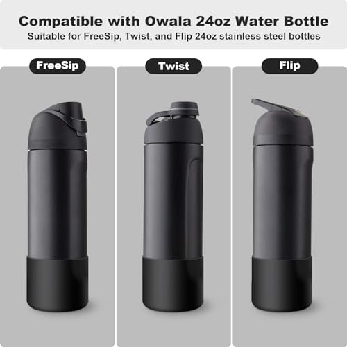 2PCS Silicone Water Bottle Boot for Owala 32 Oz, Anti-Slip Protective Sleeve Bottom Bumper Protector for FreeSip, Twist, and Flip Stainless Steel Water Bottles (Dark Red)