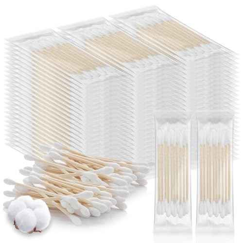 Cotton Swabs Travel Size,Individually Wrapped Cotton Swabs Bulk 10 Pcs Per Pack,Double Tipped Wood Stick Cotton Swabs,Cotton Buds for Ear Make Up Hotel Daily Cleaning Pet Care Arts Crafts 50