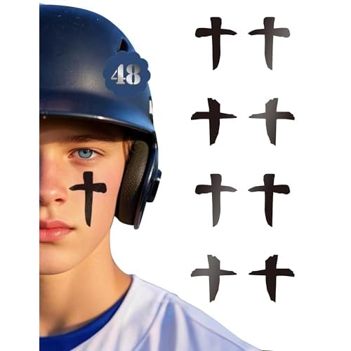48 Pairs Eye Black Stickers, Sports Face Eyeblack Sticker for Baseball Football Softball Accessories Themed Party Birthday Party Supplies (Mixed Cross, 48 Pairs)