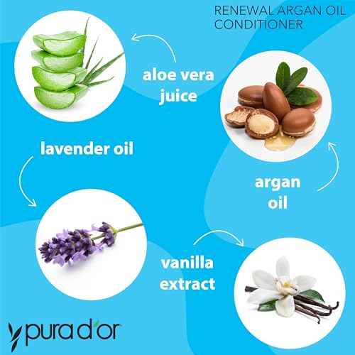 PURA D'OR 16 Oz Renewal Argan Oil Conditioner ? Sulfate-Free, Hydrating, Frizz Control, Color-Safe, with Organic Aloe Vera & Argan Oil, Nourishing & Strengthening for Dry, Damaged Hair