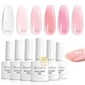 MelodySusie Blush Pink Builder Gel Set - 6 Colors, Thickening UV Nail Extension, Soak Off, Rhinestone Nail Glue Gift for Women