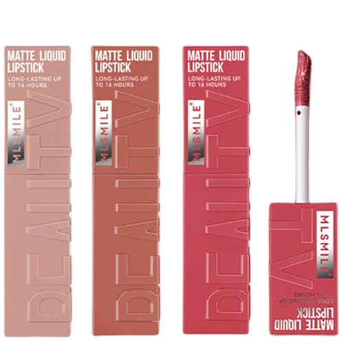 3-Color Matte Liquid Lipstick Set - Waterproof Long-Lasting Nude