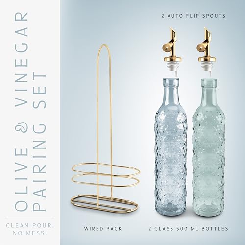 Glass Oil & Vinegar Dispenser Bottle 2-Pack, 17oz