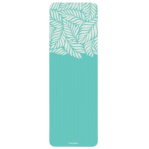 Retrospec Solana Yoga Mat 1" Thick w/Nylon Strap for Men & Women - Non Slip Exercise Mat for Home Yoga, Pilates, Stretching, Floor & Fitness Workouts - Blue Lagoon