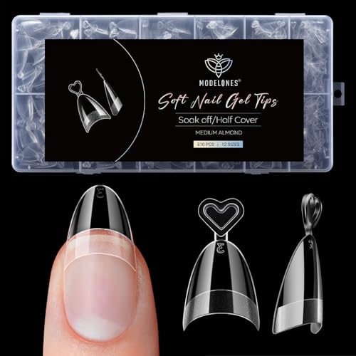 Modelones Medium Almond Half Cover Nail Tips 510pcs – Natural Fit & Durable Fake Press-On Nails