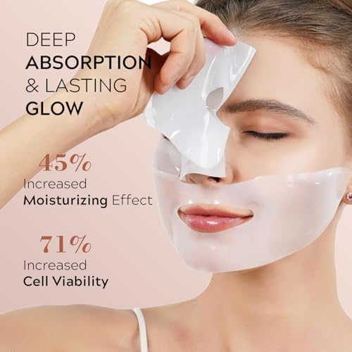 Bio-Collagen Face Mask Sheets, 5-Pack Hydrating, Moisturizing & Brightening Skincare for Glowing Skin, Anti-Aging Sheet Masks for All Skin Types, Deep Nourishing Facial Treatment