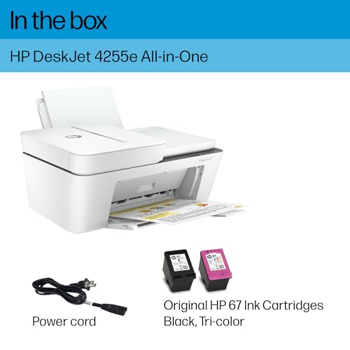 HP DeskJet 4255e Wireless All-in-One Color Inkjet Printer, Scanner, Copier, Best-for-Home, 3 Months of Ink Included (588S6A)