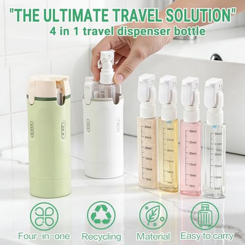 4-in-1 Rotating Travel Dispenser Bottle - TSA Approved