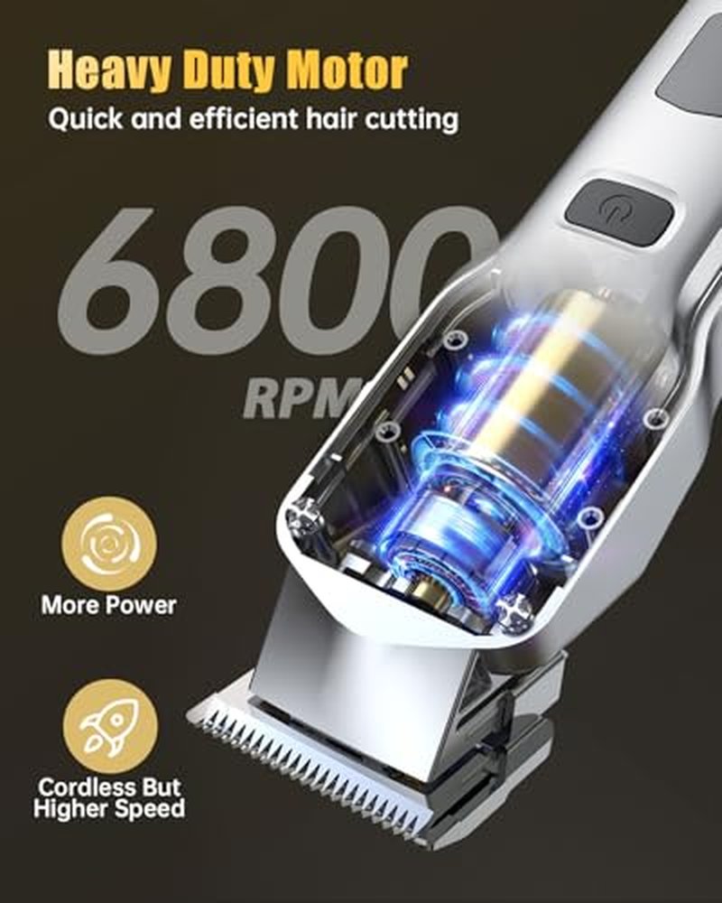 Romanda Cordless Hair Clippers Set for Men, 6800 RPM