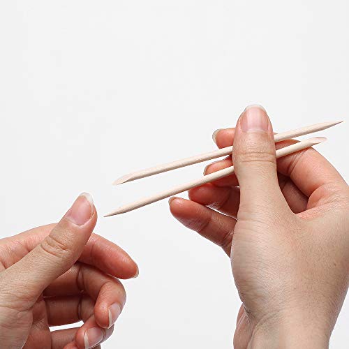 A-Wood 100 Pcs Orange Wooden Nail Sticks Double Sided Cuticle Pusher Manicure Pedicure Tool