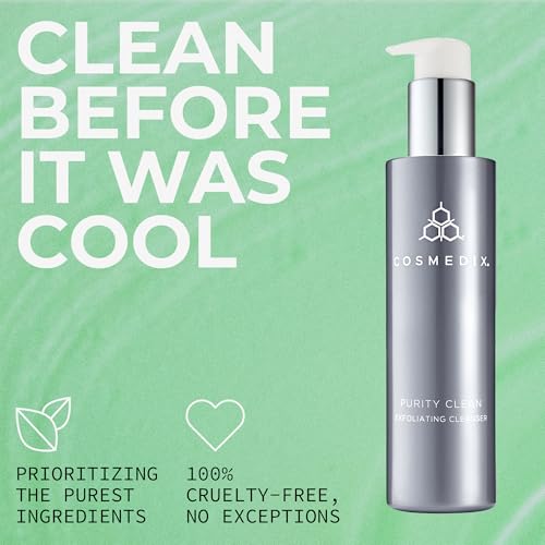 COSMEDIX Purity Clean Exfoliating Facial Cleanser ? Moisture-Rich Rejuvenating Face Wash for Fine Lines & Uneven Skin Tone ? Essential Oils for Radiant, Even Complexion ? 150 ml / 5 fl oz