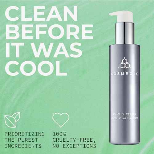 COSMEDIX Purity Clean Exfoliating Facial Cleanser - Moisture-Rich Rejuvenating Face Wash for Fine Lines & Uneven Skin Tone - Skin Care with Essential Oils for Radiant - Looking Skin & Natural Glow