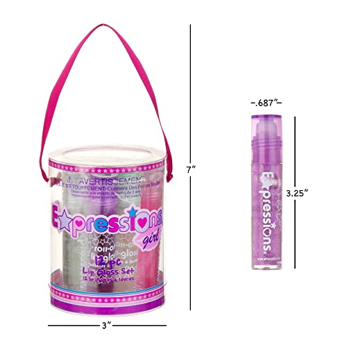 12pc Roll-On Lip Gloss Set for Kids – Fruity Flavors, Non-Toxic
