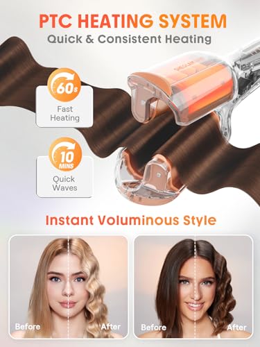 SHEGLAM Beach Babe Hair Waver 2 Barrel Crimper 1.25" for Long Hair