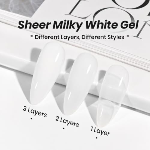 AzureBeauty Milky White Gel Nail Polish 18ML - Natural & Buildable Sheer Finish
