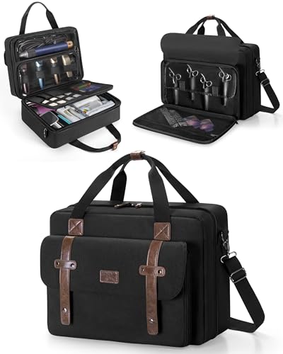 BAFASO Barber Carrying Case with Clipper Holders - 16.5" Black