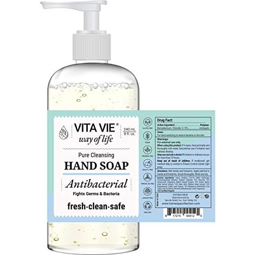 Liquid Hand Soap, Antibacterial Hand Wash With Hazel, Willow Bark Extract and Tea Tree Oil, Gentle and Non Drying for Everyday Use, Vegan, Paraben and Alcohol Free, Non GMO, 8 Fl Oz, 3 Pack