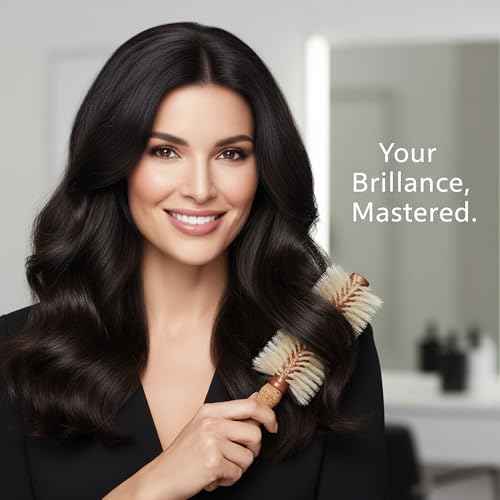 Professional Hybrid Boar Bristle Round Brush (2.75") | Boar & Nylon for Enhanced Tension, Luminous Shine & Volume | Ergonomic Cork Handle for Medium to Long Hair