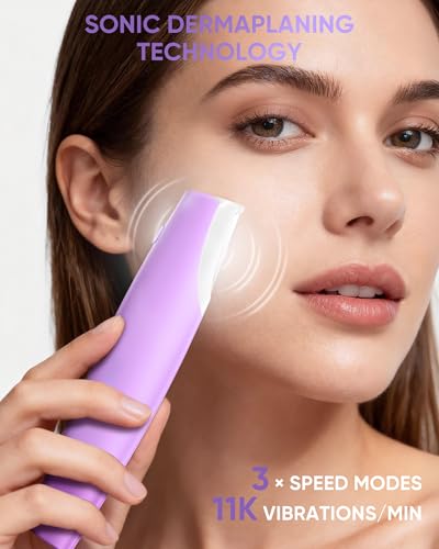 Sonic Dermaplaning Tool for Women Face with LED Light & 8 Blades