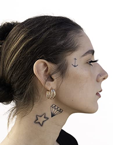 Temporary Tattoos 8-Piece Set – Microphone, Dollar, Anchor
