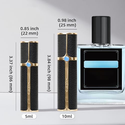 CF01WHG Leather Perfume Bottle 10ml ? Bottom-Fill Refillable Dispenser, Leak-Proof & Portable for Men & Women, Ideal for Travel, Gifting & Daily Use (CF01WHG)