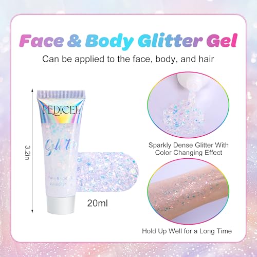 Wehhbtye 6 Pcs Mermaid Glitter Face and Chest Gems, Rhinestone Chest Jewels Face Sticker with Body Glitter, Festival Rave Body Crystal Tattoo for Halloween Costume Themd Party Makeup