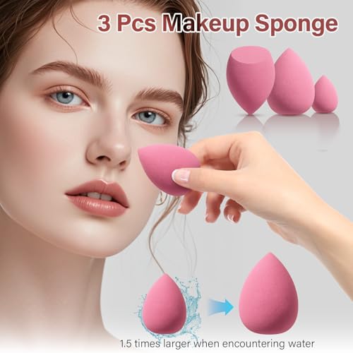 Mlemle 21-Piece Makeup Brush Set with Sponges & Powder Puff