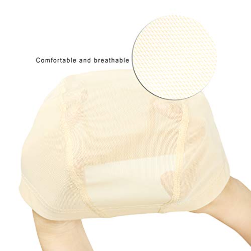 YANTAISIYU 2 Pcs/Lot Wig Caps Mesh Cap with Wide Elastic Band Wig Cap for Making Wig Mesh Dome Cap for Wigs (Blonde Mesh Cap M)