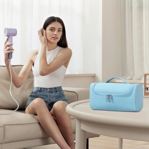 Portable Travel Case Compatible with Dyson Airwrap Multifunction Curling Iron And Accessories, Travel Bag With Hook, Stores All Models of Curling Irons And Accessories (Sky blue)
