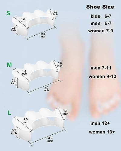 Silicone Toe Separators & Spacers for Bunion & Hammertoe Relief (2 Pairs)