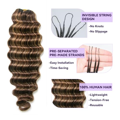 MsFan Human Hair Crochet Extensions Loose Deep Wave 4/27/30 120G 18 Inch - 100Strands