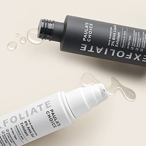 Paula's Choice SKIN PERFECTING 8% AHA Gel Exfoliant & 2% BHA Liquid Duo - Facial Exfoliants for Blackheads, Enlarged Pores, Wrinkles, and Fine Lines w/Glycolic and Salicylic Acid