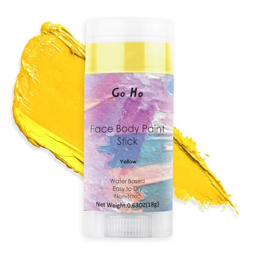 Go Ho Water Based Yellow Face Body Paint Stick,Non-Toxic Face Painting,Easy-to-use Facepaint for Halloween Cosplay SFX Minions Costume Makeup,0.63oz