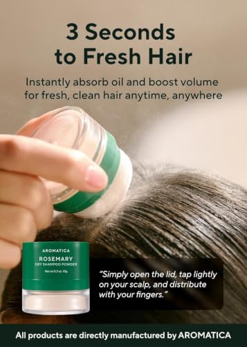 AROMATICA Rosemary Dry Shampoo Powder — Travel Size 10g/0.3oz for Dark Hair