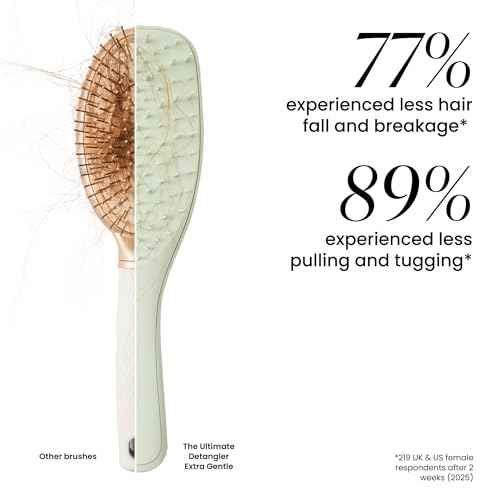 Tangle Teezer Extra Gentle Detangler Hair Brush, with Fewer Bristles for Gentle & Effective Detangling to Minimize Hair Loss & Breakage, Eucalyptus Green