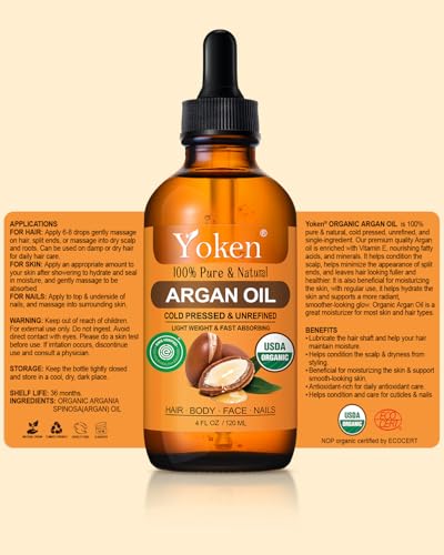 Yoken Pure Argan Oil 4oz - Cold Pressed for Hair & Skin